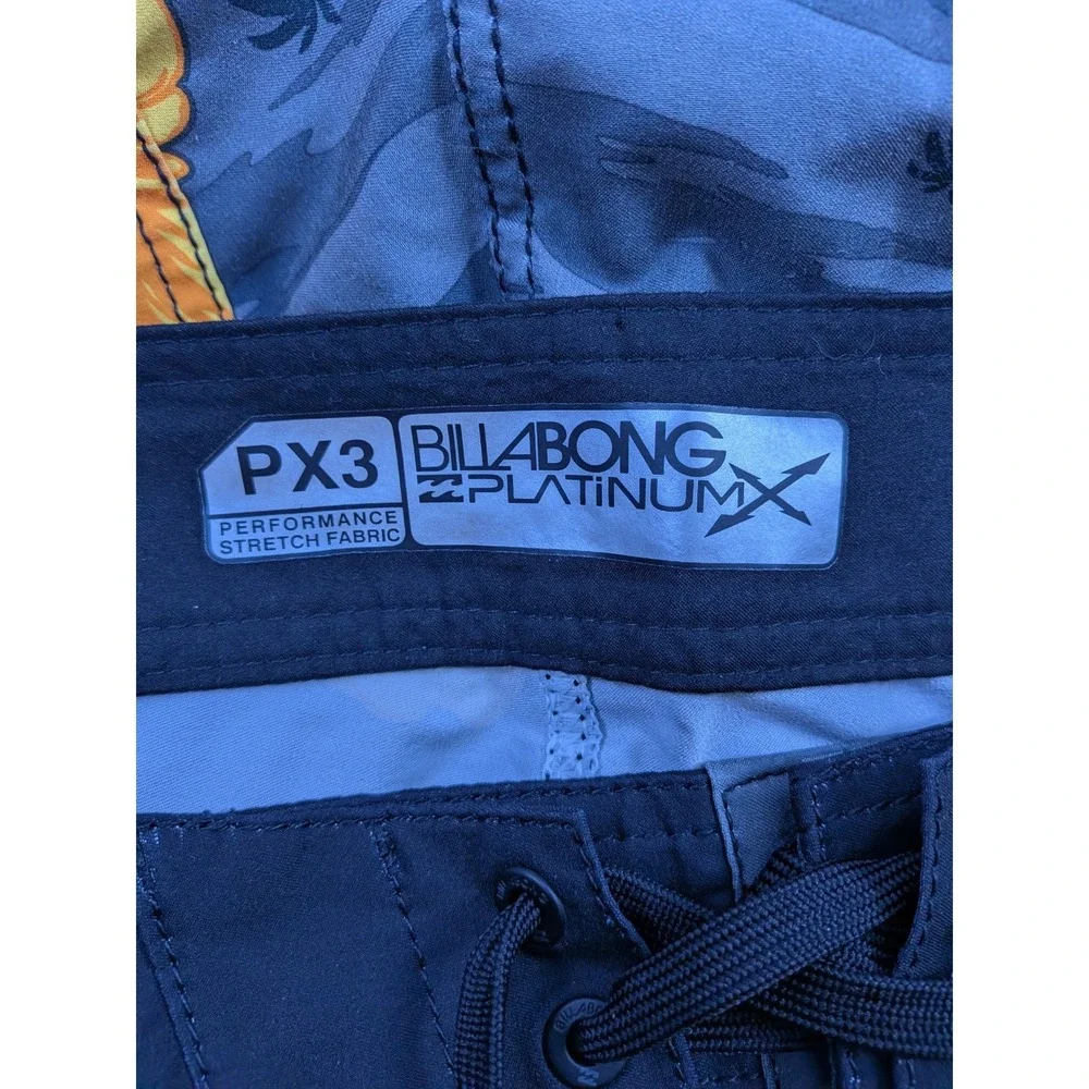 Billabong Board Shorts Mens 34‎ Gray Yellow Hibiscus Floral PX3 Platinum X